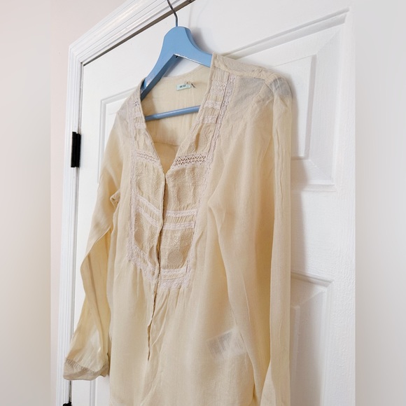 Size Small Kimchi Blue Boho Cream Blouse with Embroidery from Urban Outfitters. - Picture 3 of 5